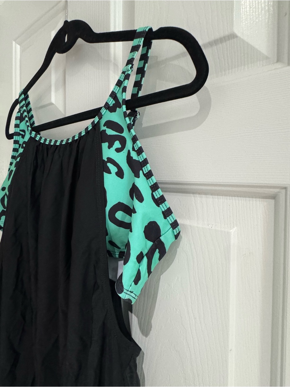 Women’s Black & Teal Leopard Tankini Swim Set - Picture 11 of 16